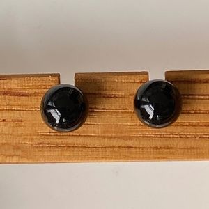 Black ball post earrings